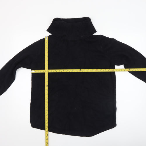 Rachel Zoe Womens Black Wool Roll Neck Chunky-Knit Pullover Jumper L