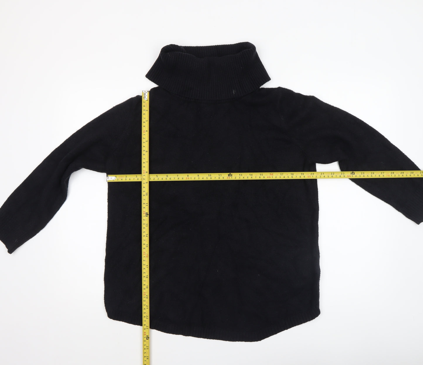 Rachel Zoe Womens Black Wool Roll Neck Chunky-Knit Pullover Jumper L