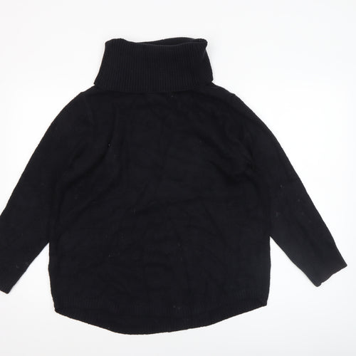 Rachel Zoe Womens Black Wool Roll Neck Chunky-Knit Pullover Jumper L