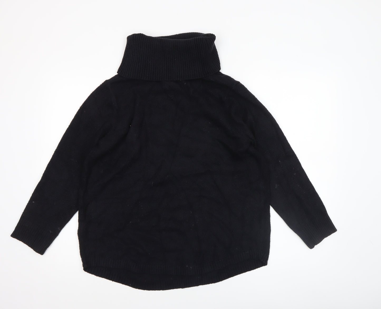Rachel Zoe Womens Black Wool Roll Neck Chunky-Knit Pullover Jumper L