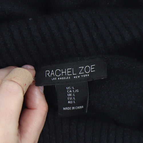 Rachel Zoe Womens Black Wool Roll Neck Chunky-Knit Pullover Jumper L