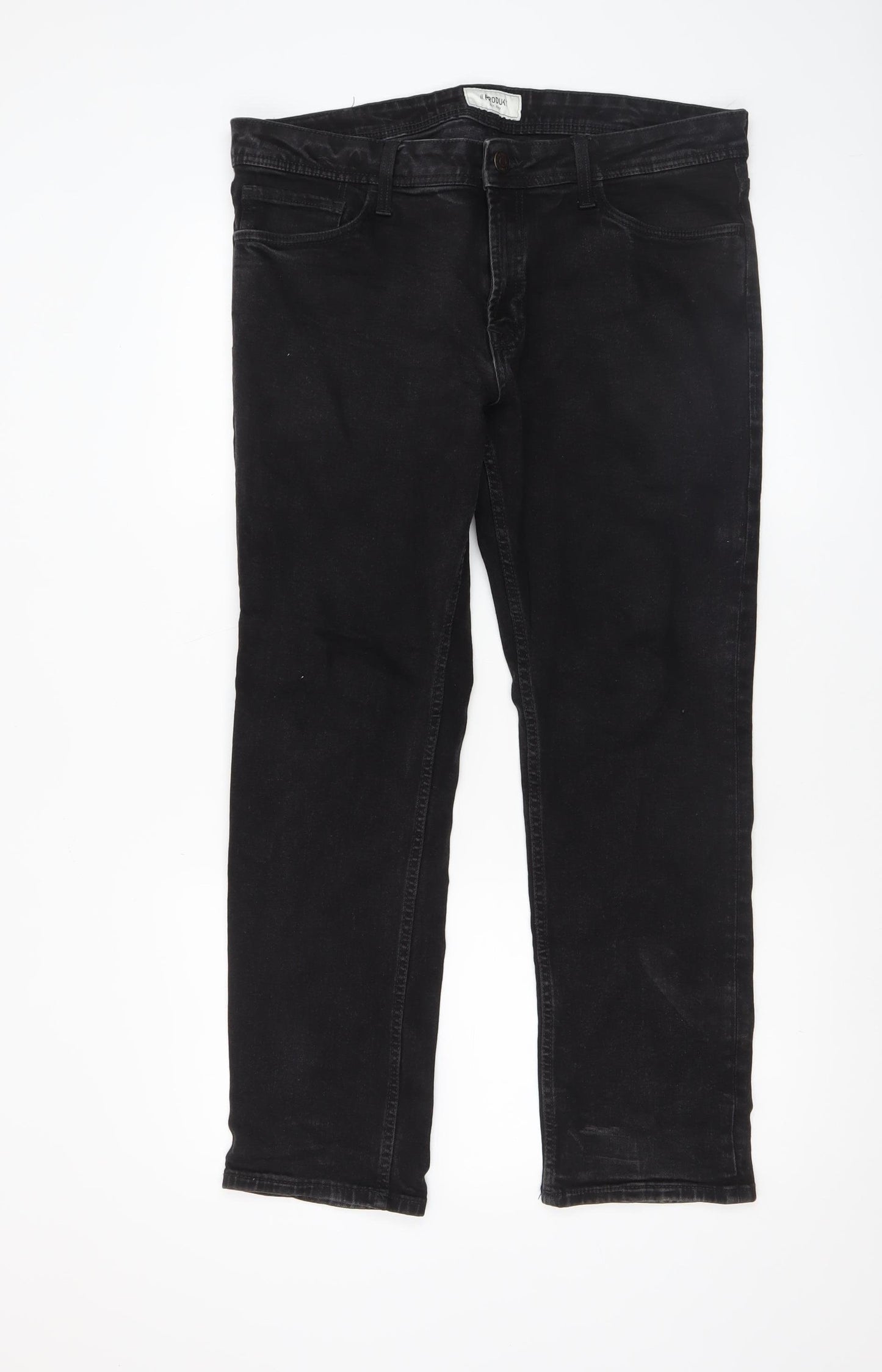 PRODUKT Men's Black Slim Straight Jeans W34 L30 Stretch Denim