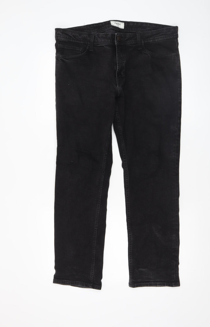 PRODUKT Men's Black Slim Straight Jeans W34 L30 Stretch Denim