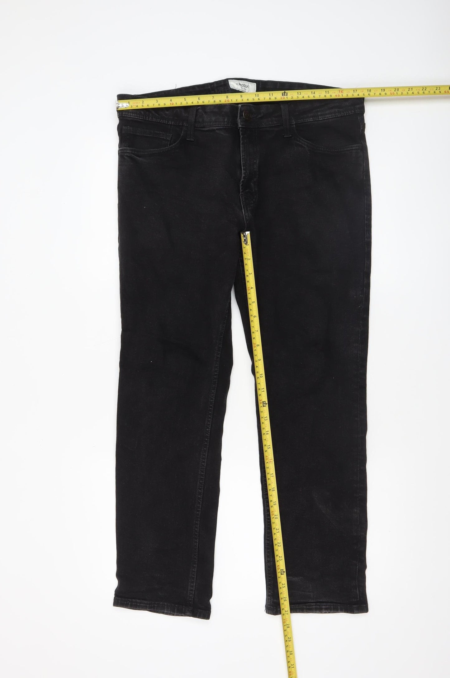 PRODUKT Men's Black Slim Straight Jeans W34 L30 Stretch Denim