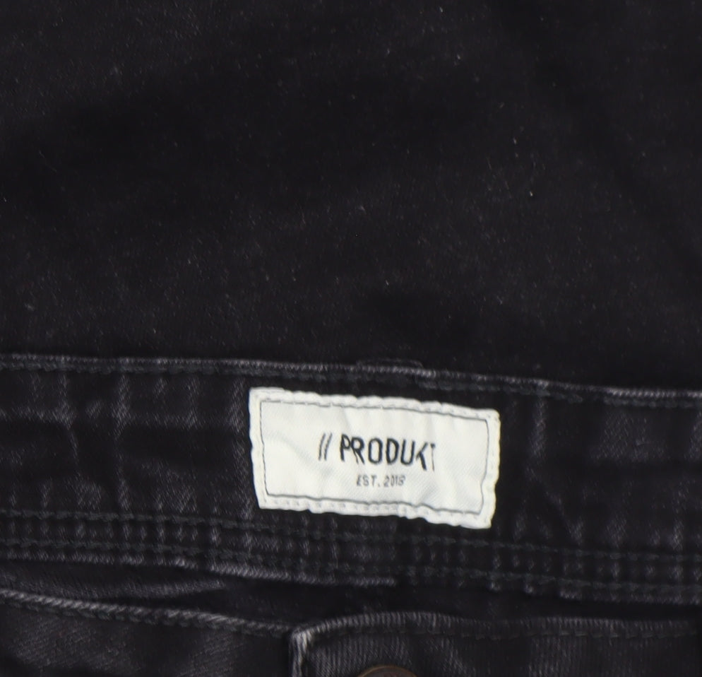 PRODUKT Men's Black Slim Straight Jeans W34 L30 Stretch Denim
