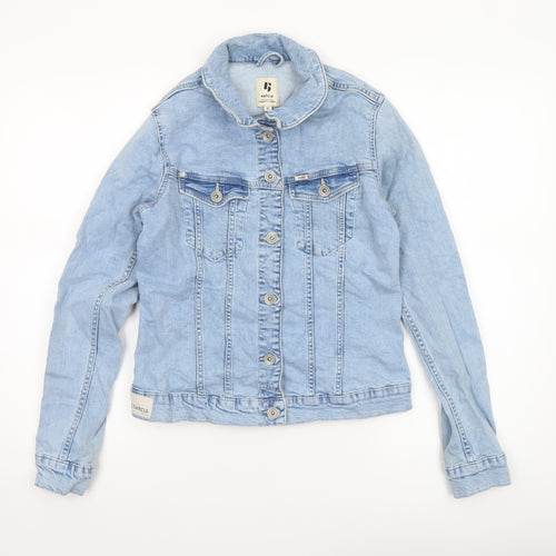 Garcia Women Blue Denim Basic Jacket M Buttoned Casual