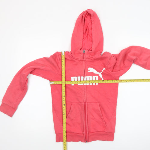 Puma Girls Pink Full Zip Logo Hoodie Size 11-12 Years Hooded Sweatshirt