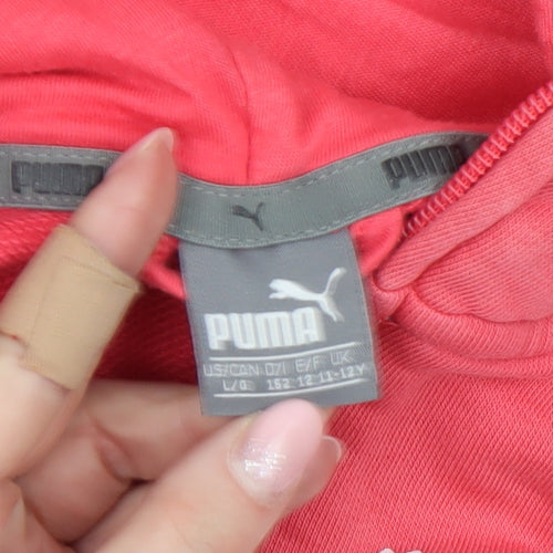 Puma Girls Pink Full Zip Logo Hoodie Size 11-12 Years Hooded Sweatshirt