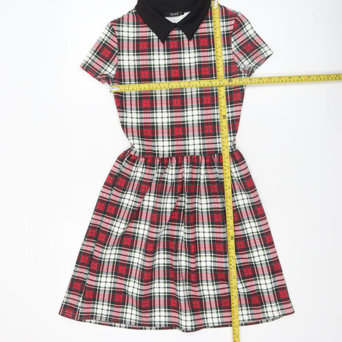 Quiz Women Multicoloured Check Fit & Flare Collared Dress Size 8