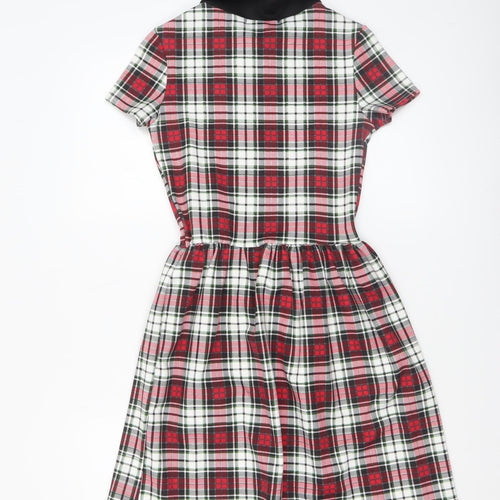 Quiz Women Multicoloured Check Fit & Flare Collared Dress Size 8