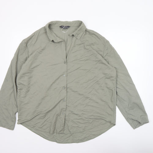 Primark Women's Green Button-Up Long Sleeve Shirt Size L