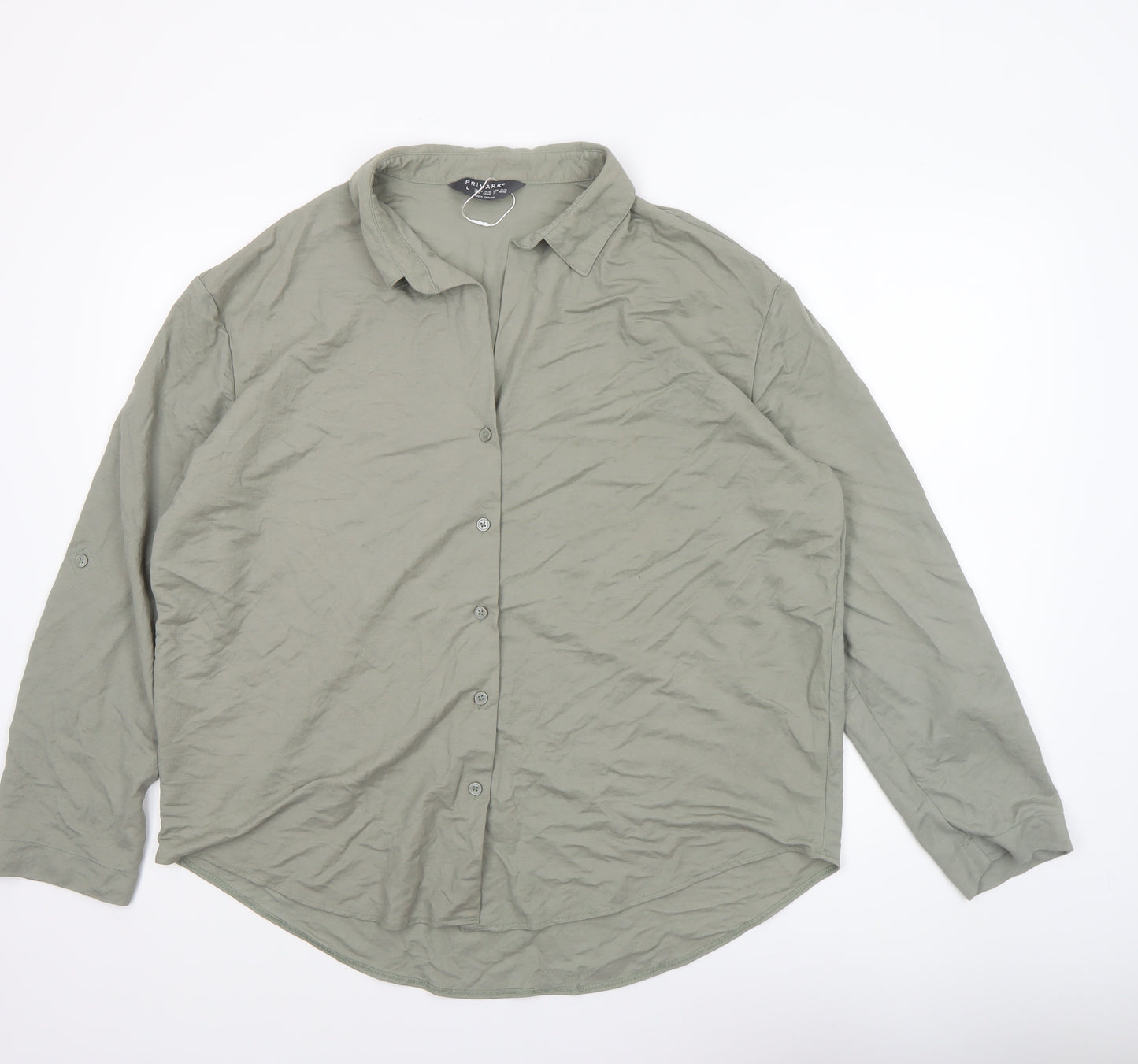 Primark Women's Green Button-Up Long Sleeve Shirt Size L