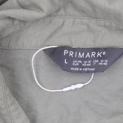 Primark Women's Green Button-Up Long Sleeve Shirt Size L