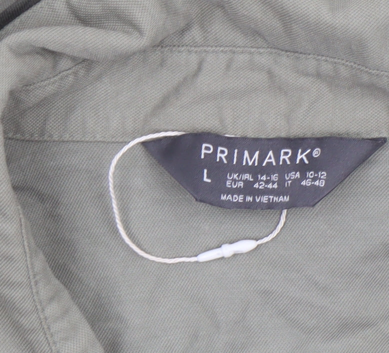 Primark Women's Green Button-Up Long Sleeve Shirt Size L