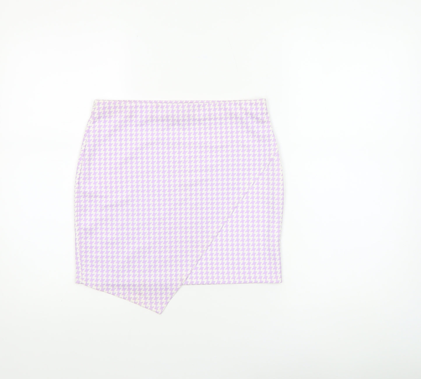 Boohoo Women’s Purple Houndstooth Pencil Mini Skirt Size 10