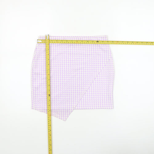 Boohoo Women’s Purple Houndstooth Pencil Mini Skirt Size 10
