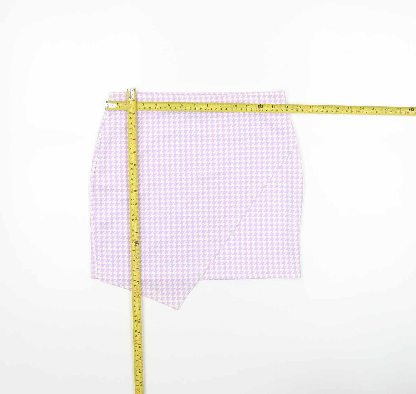 Boohoo Women’s Purple Houndstooth Pencil Mini Skirt Size 10
