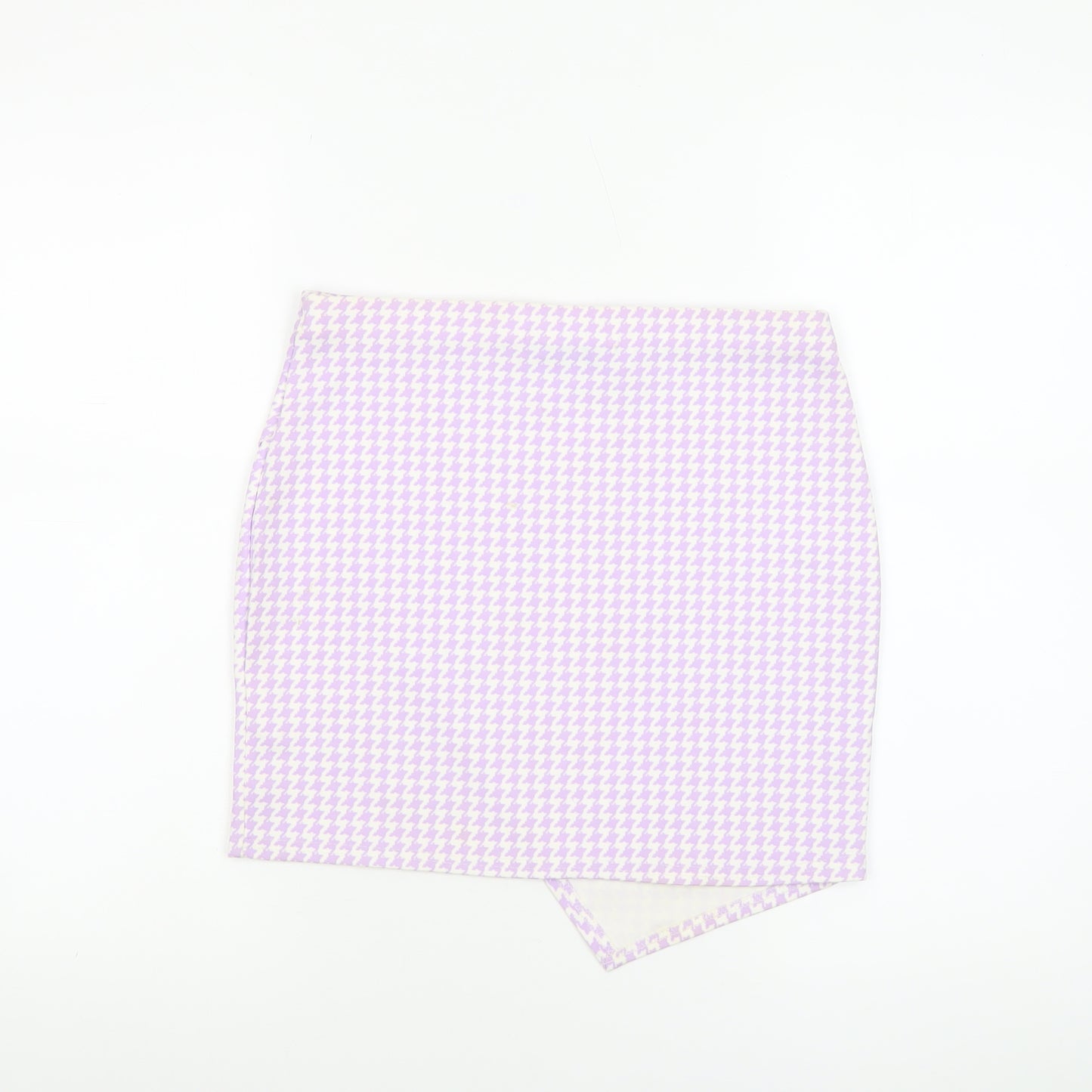 Boohoo Women’s Purple Houndstooth Pencil Mini Skirt Size 10