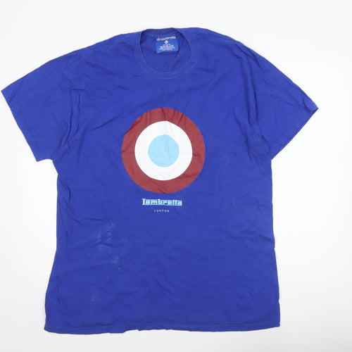 Lambretta Men's Blue XL Retro Mod Target Graphic Cotton T-Shirt