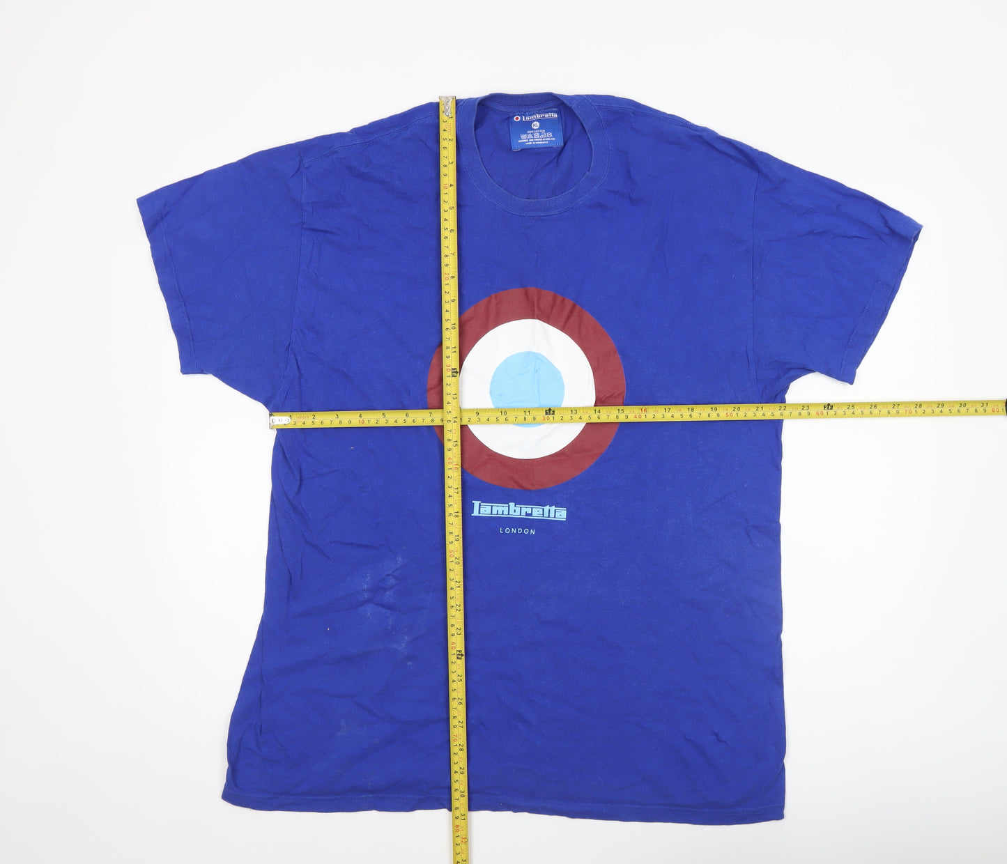 Lambretta Men's Blue XL Retro Mod Target Graphic Cotton T-Shirt