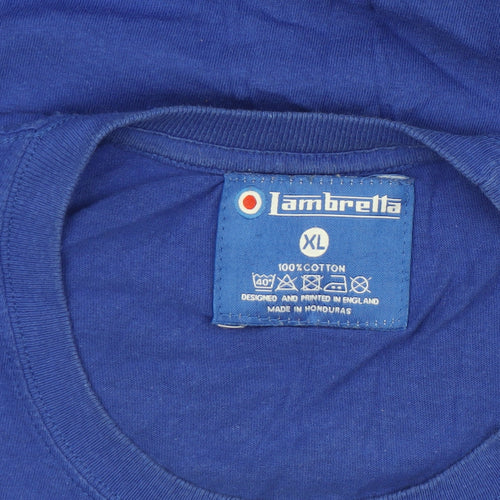 Lambretta Men's Blue XL Retro Mod Target Graphic Cotton T-Shirt