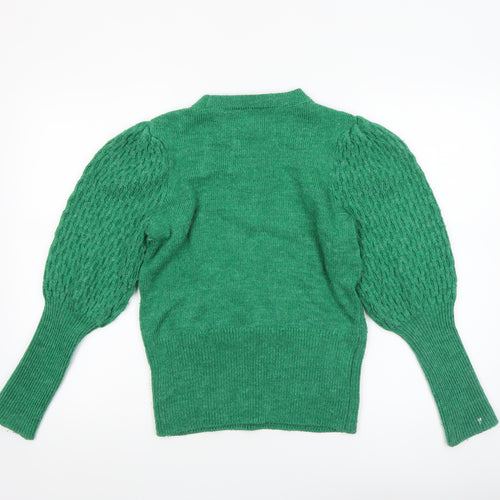 Savida Women Green Cable-Knit Puff Sleeve Jumper Size 10