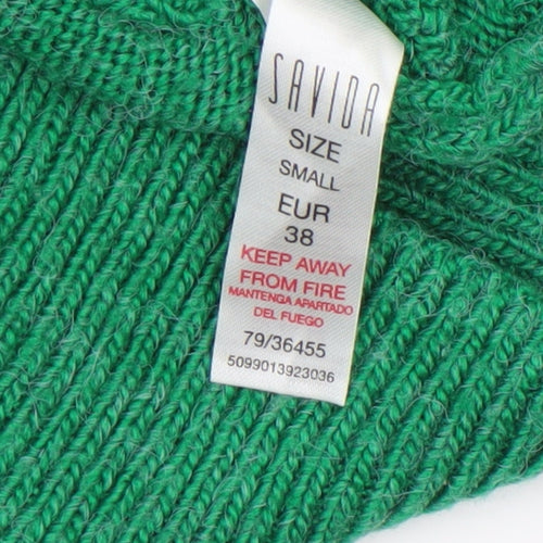 Savida Women Green Cable-Knit Puff Sleeve Jumper Size 10