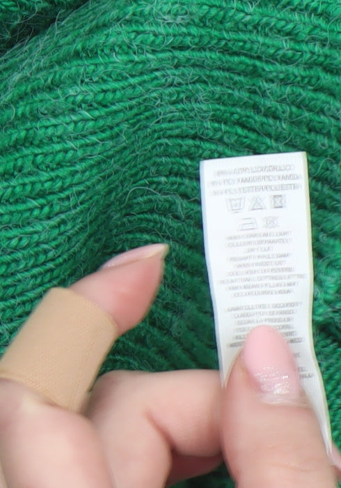 Savida Women Green Cable-Knit Puff Sleeve Jumper Size 10