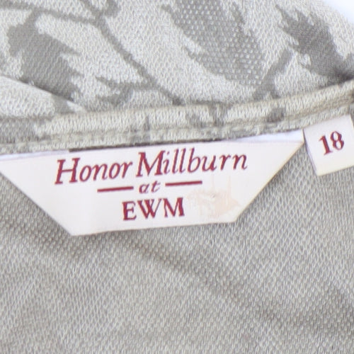 Honor Millburn at EWM Women’s Beige Floral V-Neck Short Sleeve T-Shirt Size 18