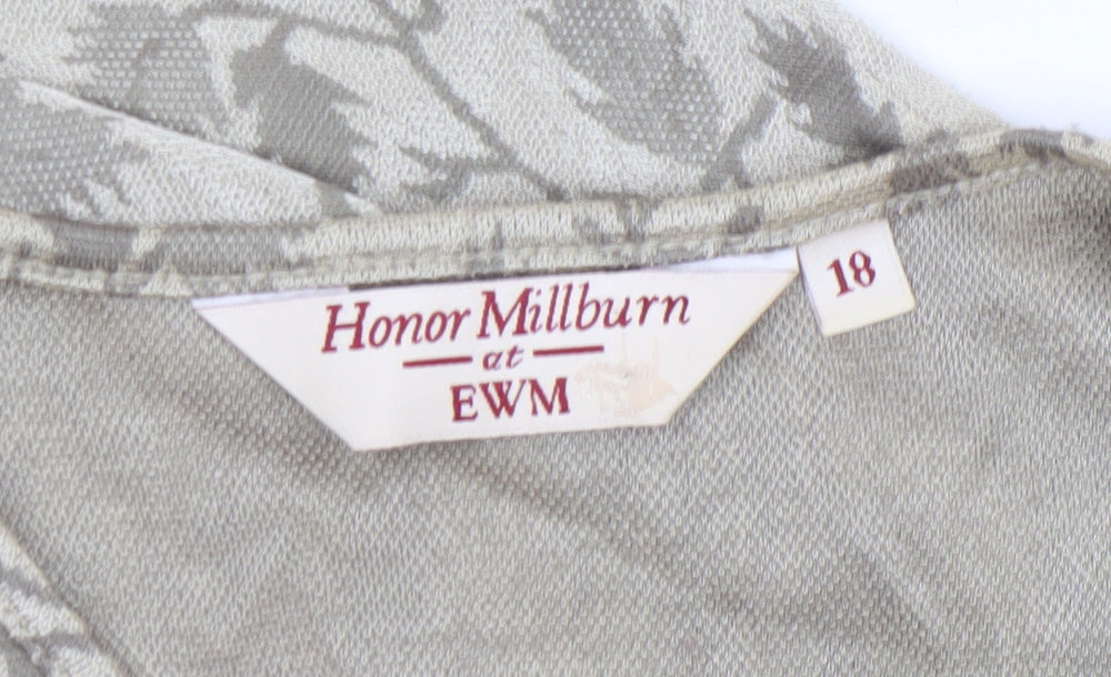 Honor Millburn at EWM Women’s Beige Floral V-Neck Short Sleeve T-Shirt Size 18