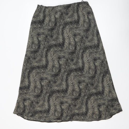 Bonmarché Women’s Black Animal Print A-Line Midi Skirt Size 16 Polyester