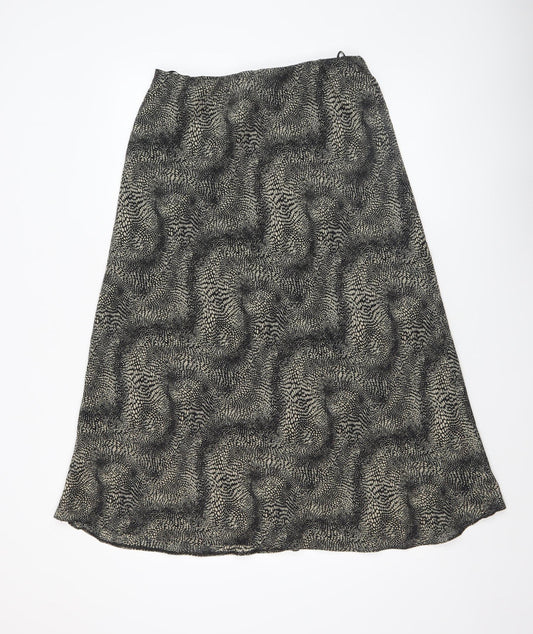 Bonmarché Women’s Black Animal Print A-Line Midi Skirt Size 16 Polyester
