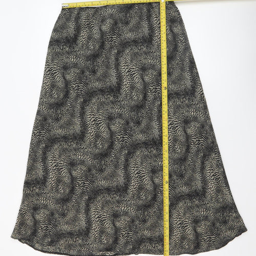 Bonmarché Women’s Black Animal Print A-Line Midi Skirt Size 16 Polyester