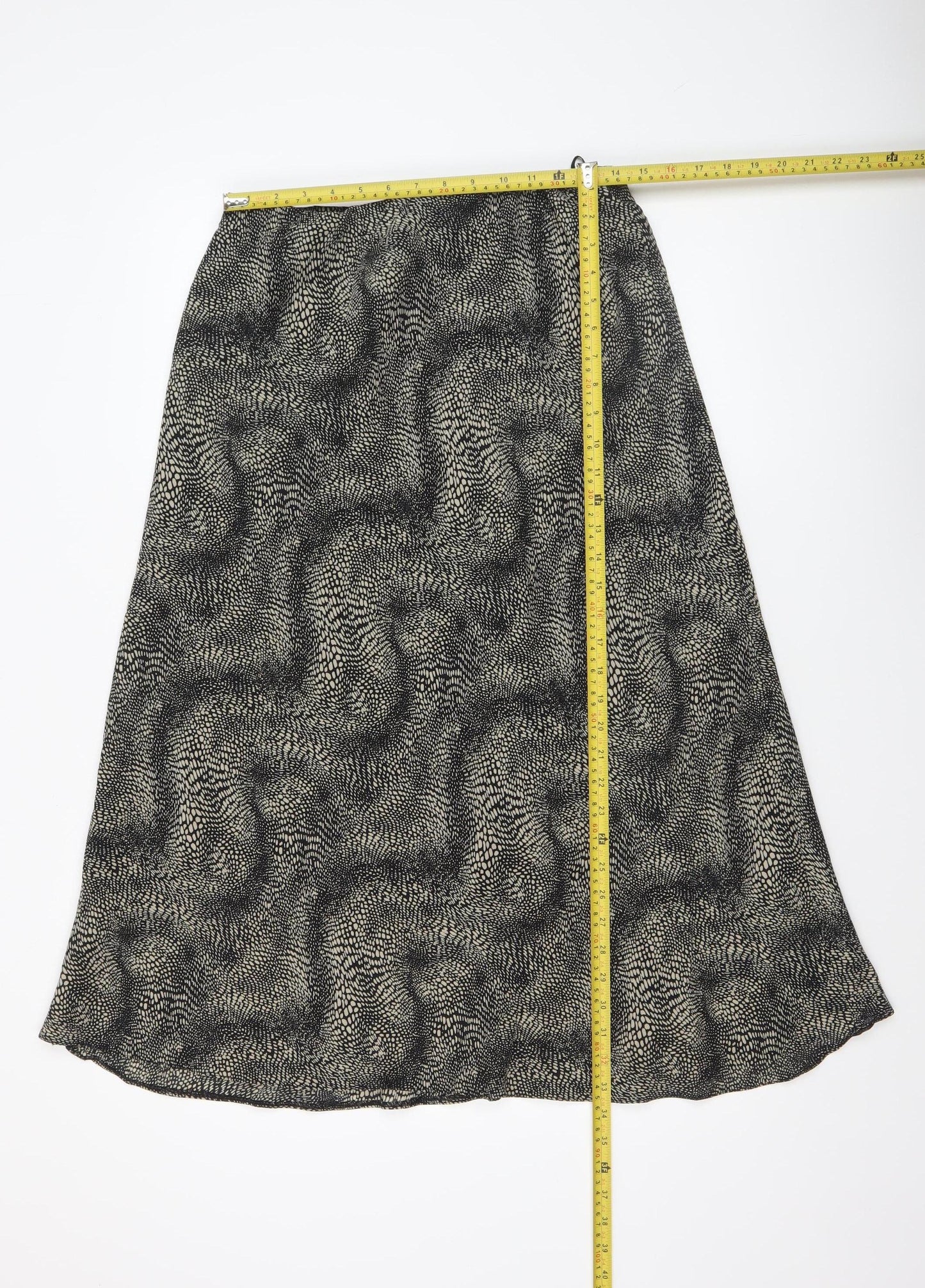 Bonmarché Women’s Black Animal Print A-Line Midi Skirt Size 16 Polyester