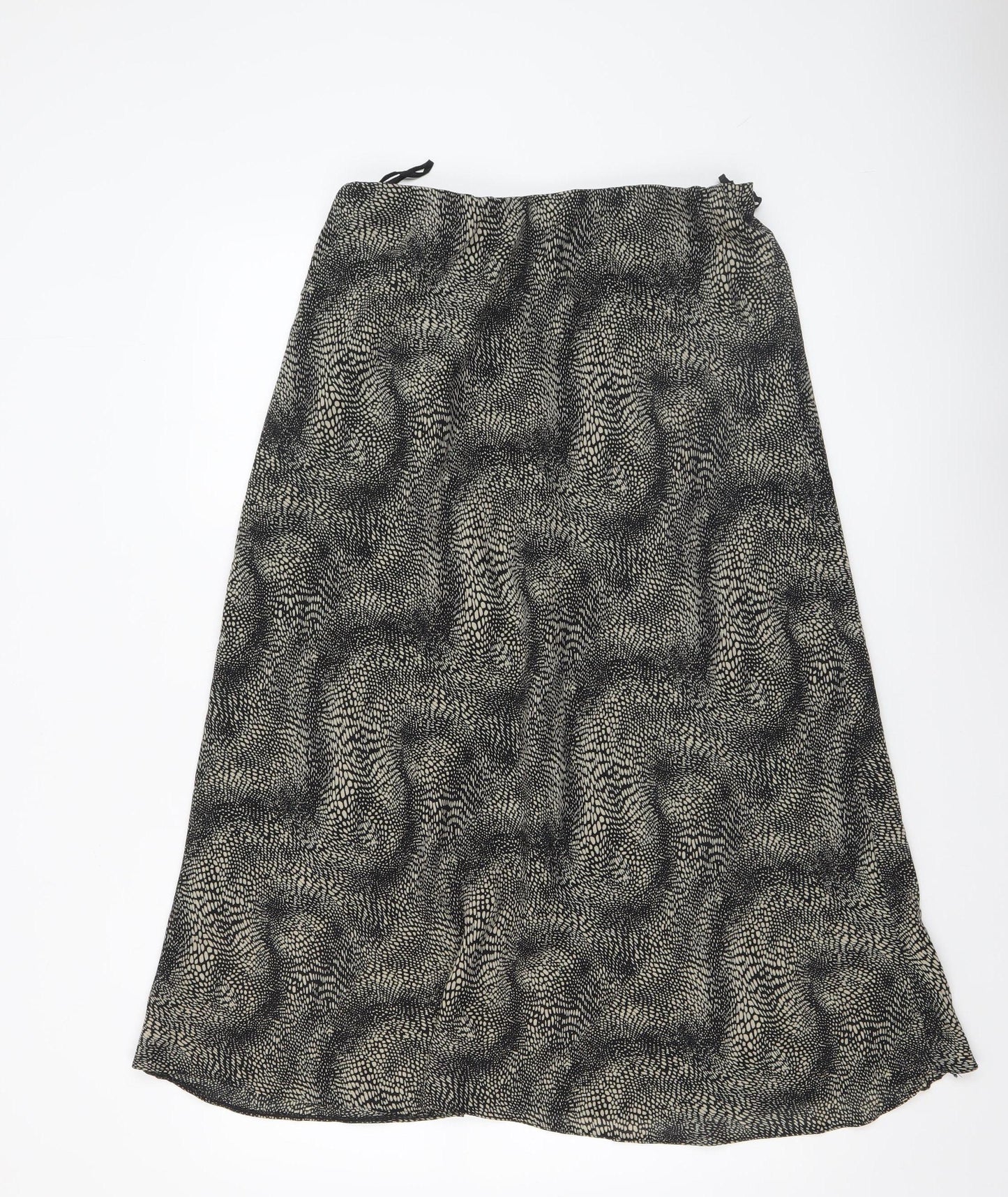 Bonmarché Women’s Black Animal Print A-Line Midi Skirt Size 16 Polyester