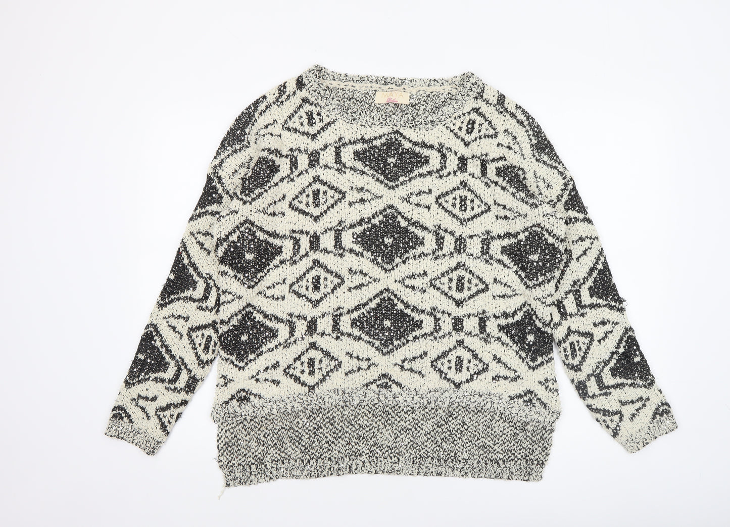Maya Women’s Black & White Aztec Knit Pullover Jumper Size M