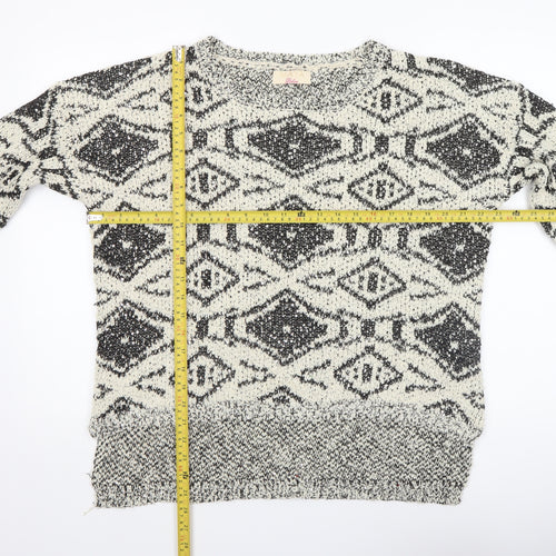 Maya Women’s Black & White Aztec Knit Pullover Jumper Size M
