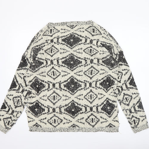 Maya Women’s Black & White Aztec Knit Pullover Jumper Size M