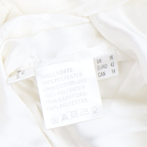 Jacques Vert Women’s Ivory Beaded Short Sleeve Satin Blouse Size 16