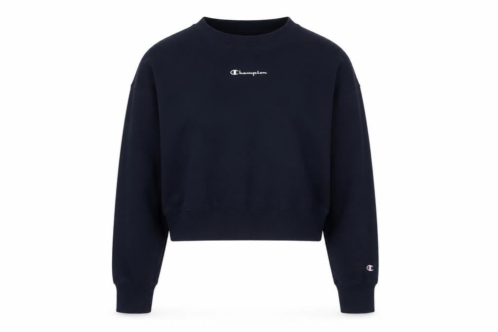 Front view of Champion Women's Black Large Crew Neck Pullover Sweatshirt