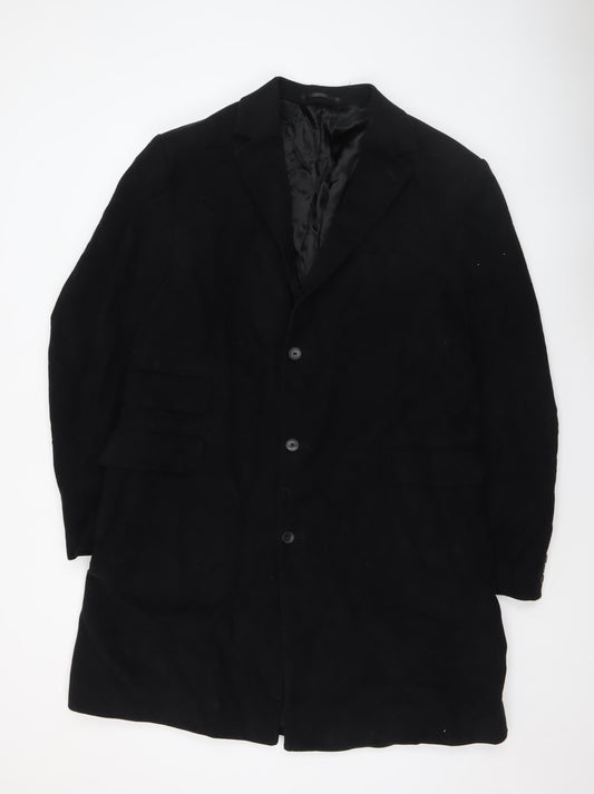Rocha John Rocha Men's Black Cotton Long Overcoat Size L