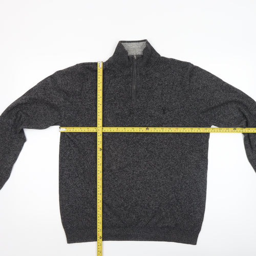Next Men’s Grey 1/4 Zip High Neck Cotton Jumper Size M