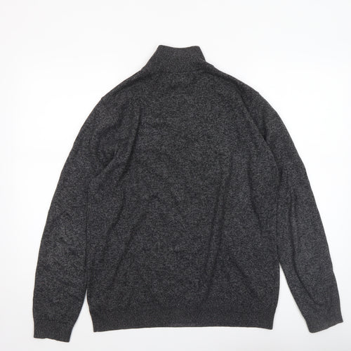 Next Men’s Grey 1/4 Zip High Neck Cotton Jumper Size M