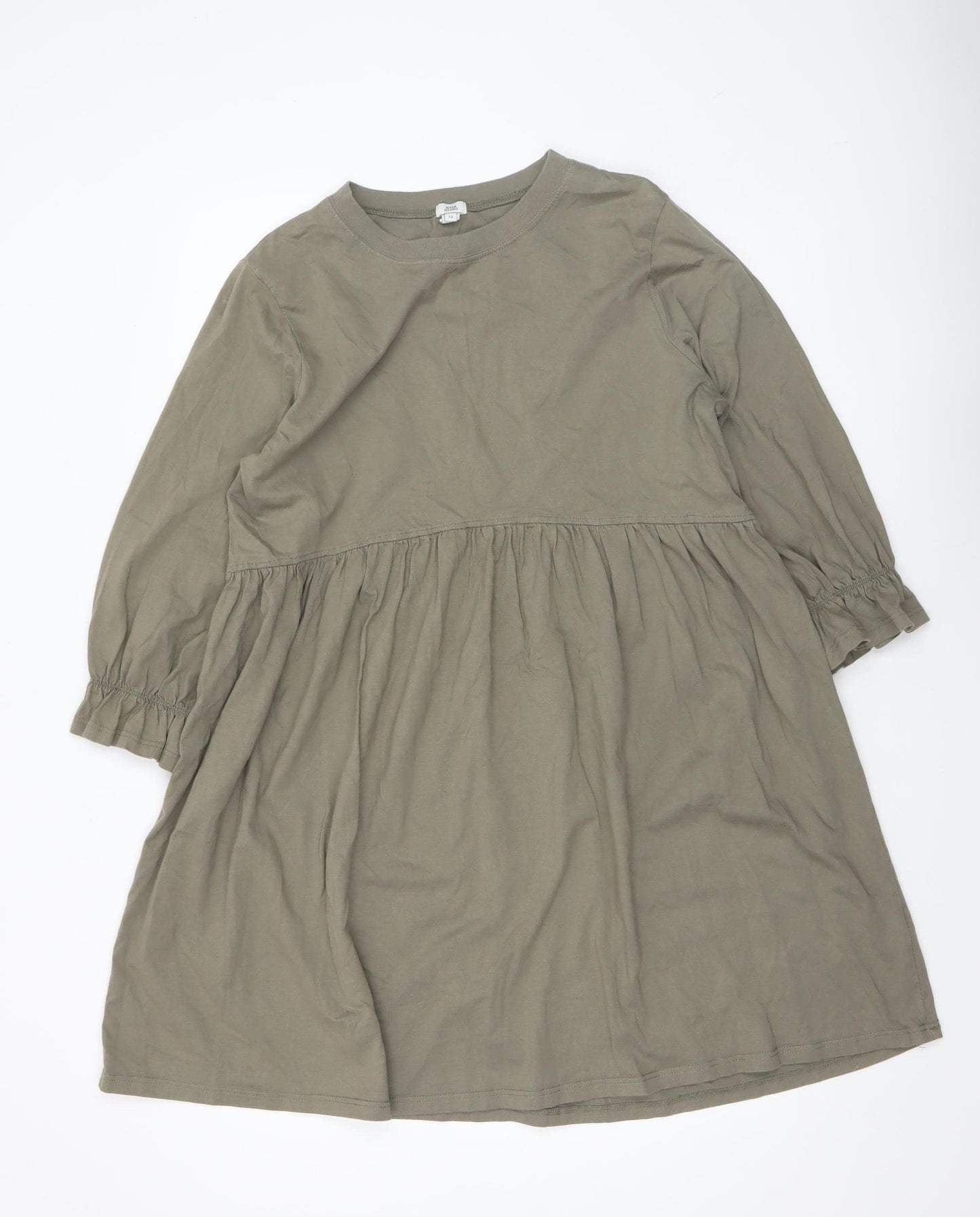 River Island Women’s Green Cotton Long Sleeve Smock Dress Size 12