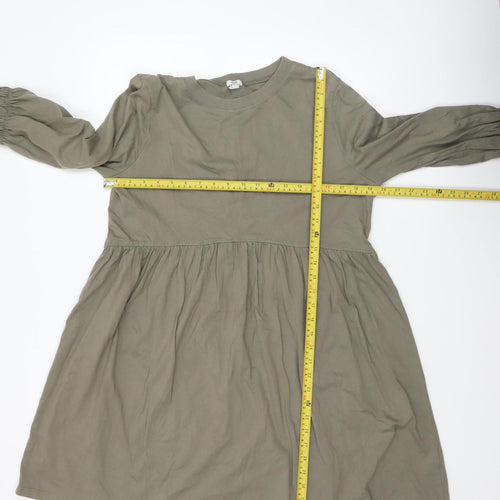 River Island Women’s Green Cotton Long Sleeve Smock Dress Size 12