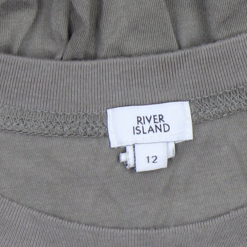 River Island Women’s Green Cotton Long Sleeve Smock Dress Size 12