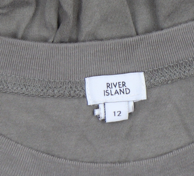 River Island Women’s Green Cotton Long Sleeve Smock Dress Size 12