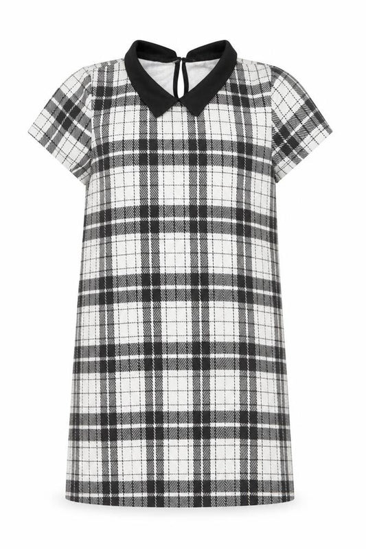 Primark Girls Black Check Collared Shift Dress Size 8 Years