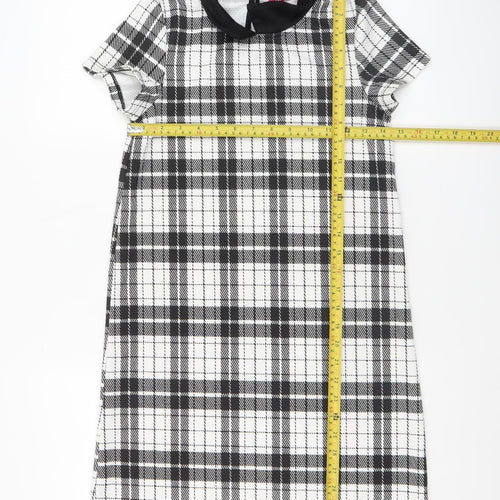 Primark Girls Black Check Collared Shift Dress Size 8 Years