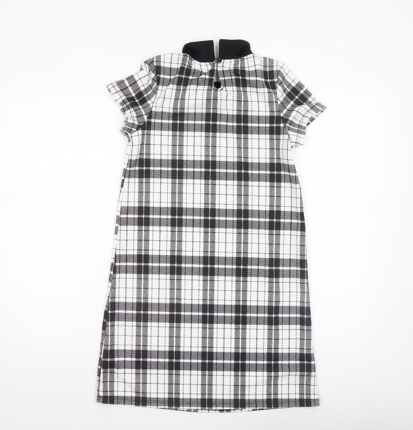 Primark Girls Black Check Collared Shift Dress Size 8 Years